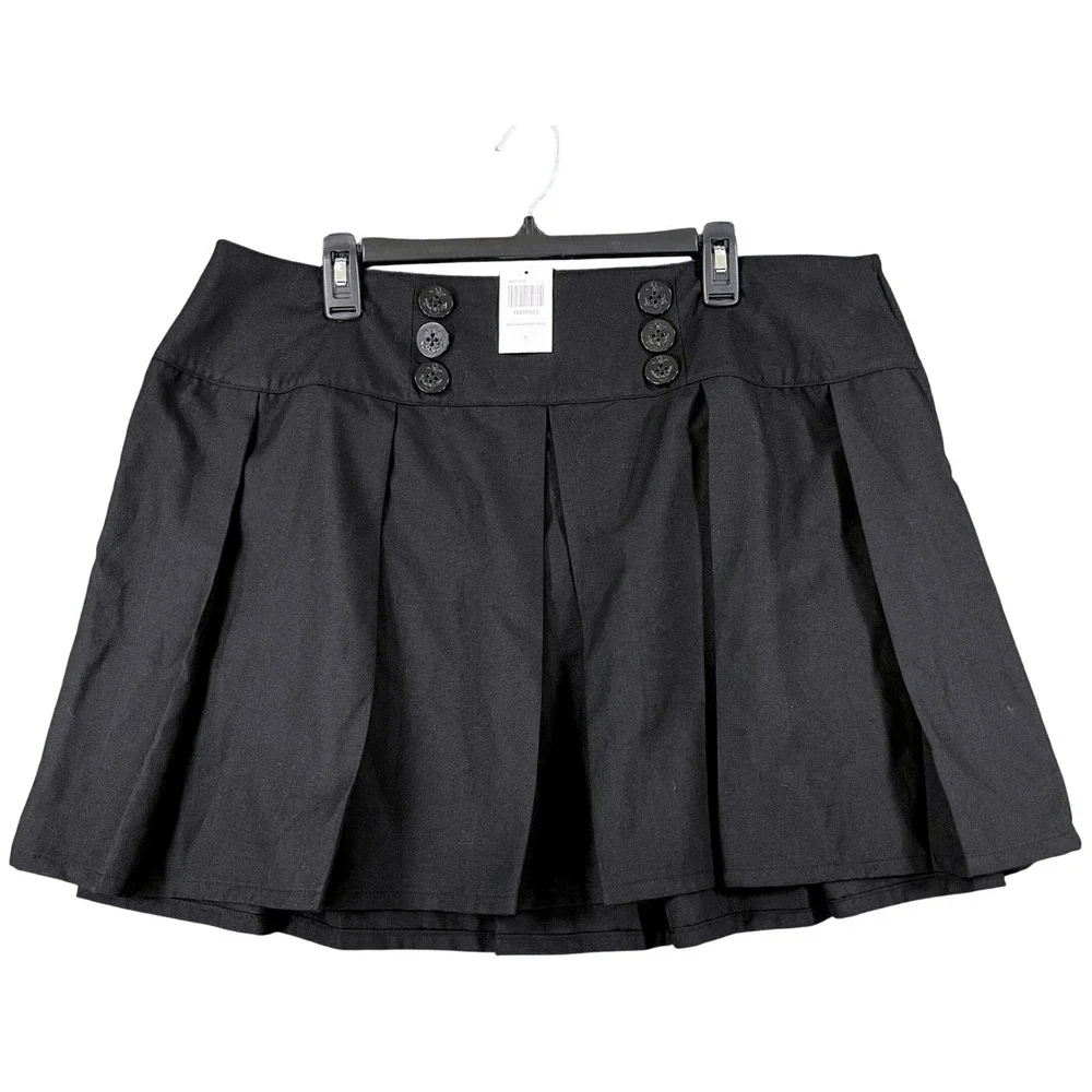 Hot Topic Sailor Skirt Womens 1 Black Pleated Anchor Button Alt Casual